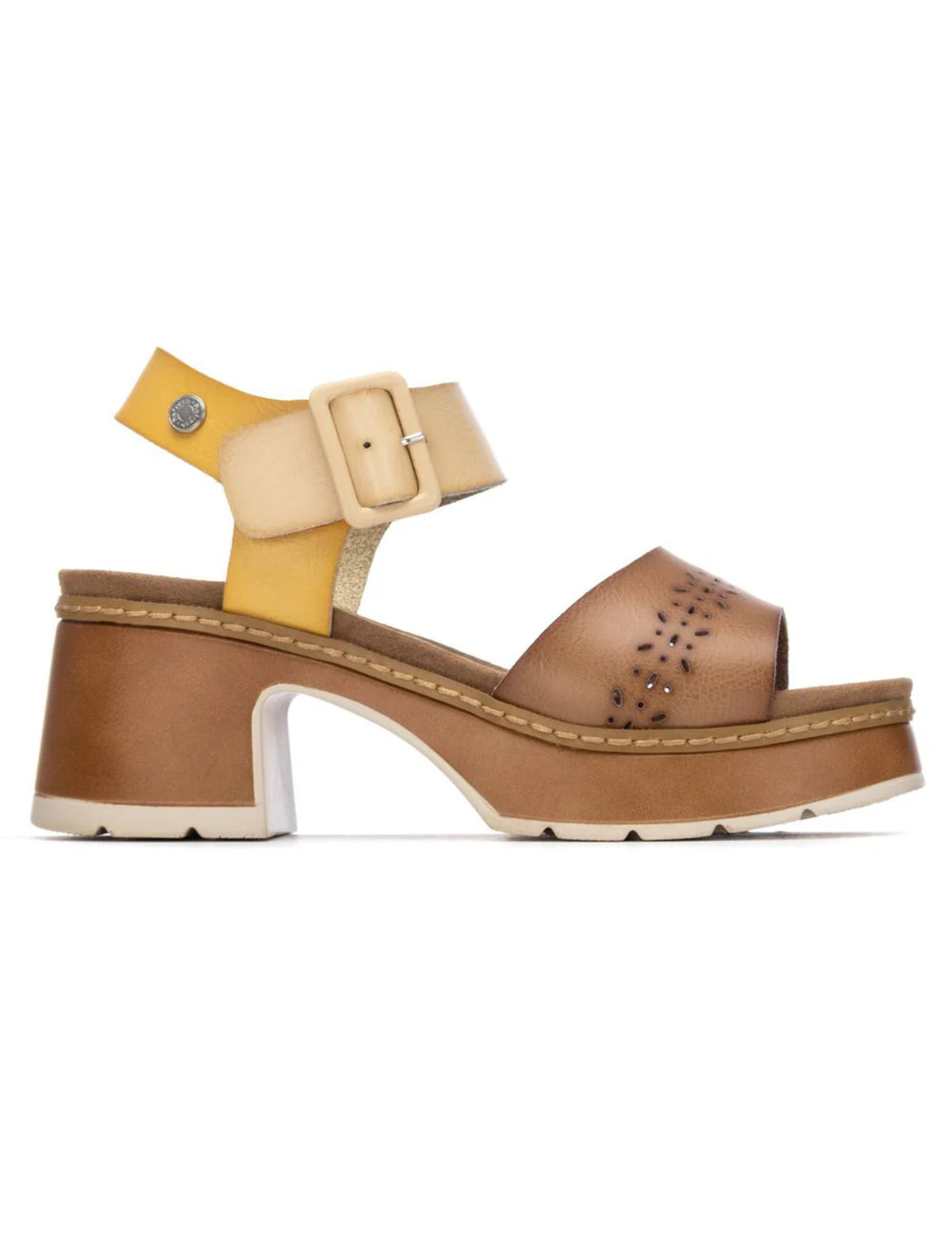 VEGAN Platform Heeled Sandal | 175240 | Taupe/Mustard
