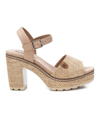 VEGAN Woven Platform Heeled Sandal | 172706 | Taupe