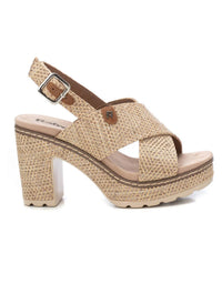 VEGAN Woven Cross Front Platform Sandal | 172707 | Taupe