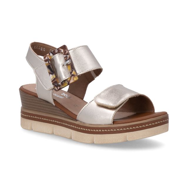 Remonte | D2L53-90 |Leather Wedge Sandal| Gold