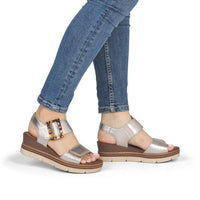 Remonte | D2L53-90 |Leather Wedge Sandal| Gold