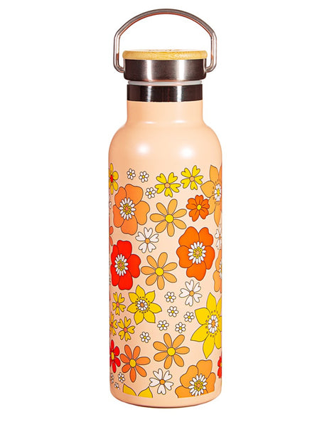 70s Floral Metal Water Bottle