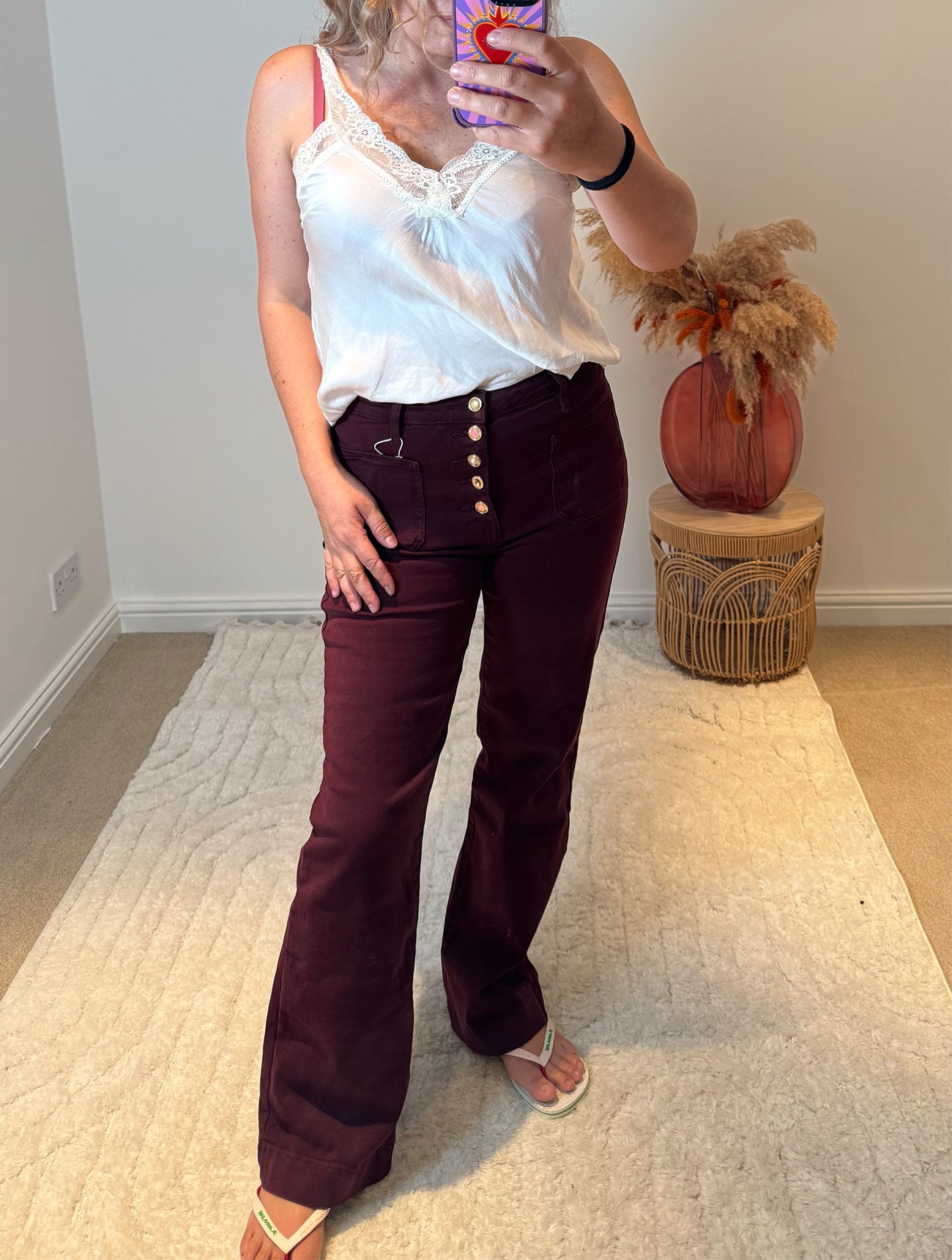 Folyrose Retro Wide Leg Jeans | Bordeaux