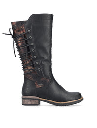 Rieker | 94694-00 Long Lace Back Boot | Black