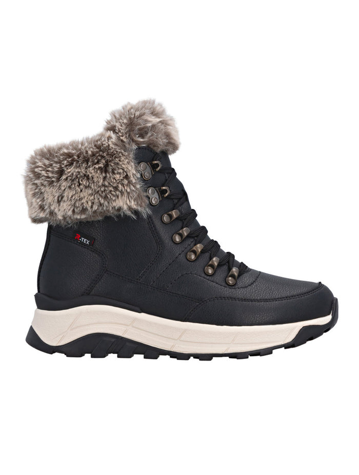 Rieker Tex | W0063-00 Lambswool Lined Walking Boot | Black