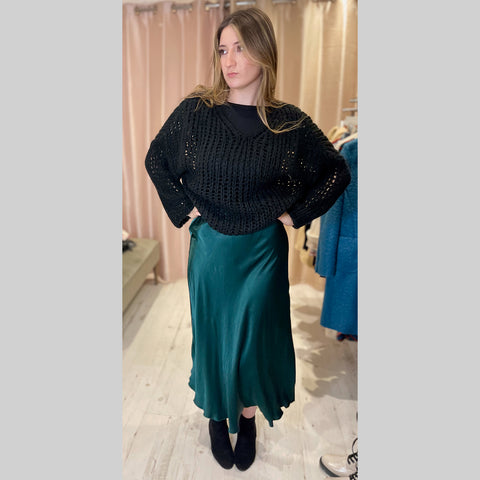 Aurora Satin Skirt | Emerald