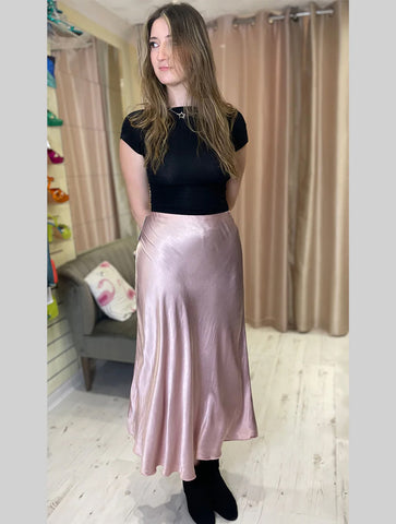 Aurora Satin Skirt | Dusky Pink