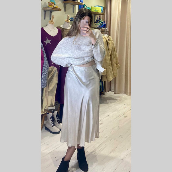 Aurora Satin Skirt | Ivory