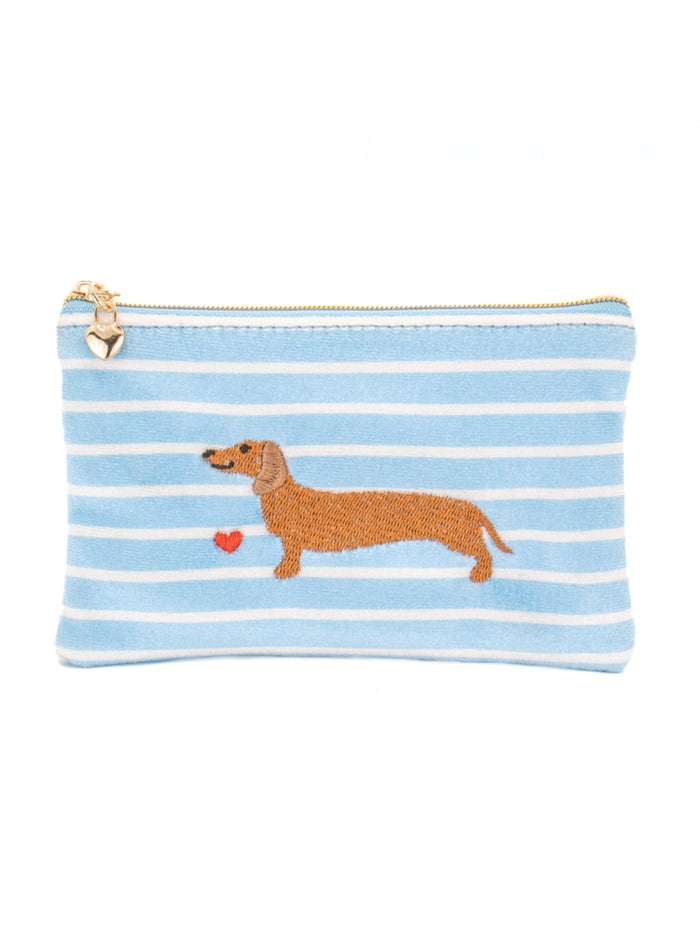 Sausage Dog Velvet Touch Zip Purse