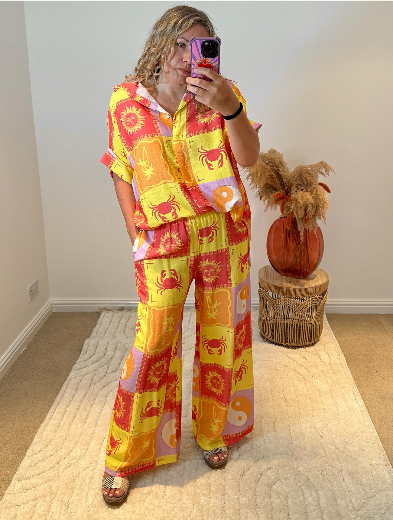 Sol Retro Print Wide Leg Trousers | Multi