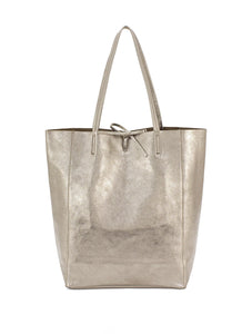 Metallic Leather Large Shopper | Bronze