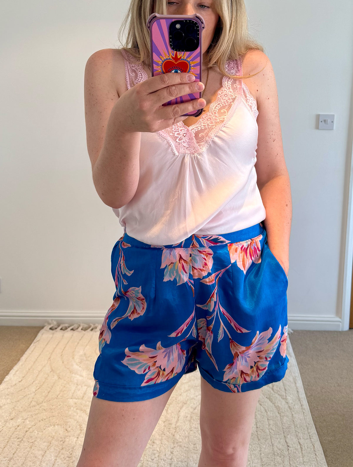 Printed Shorts | Electric Blue Floral Print