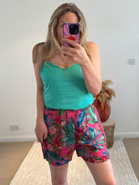 Printed Shorts | Fuchsia Tropical Print