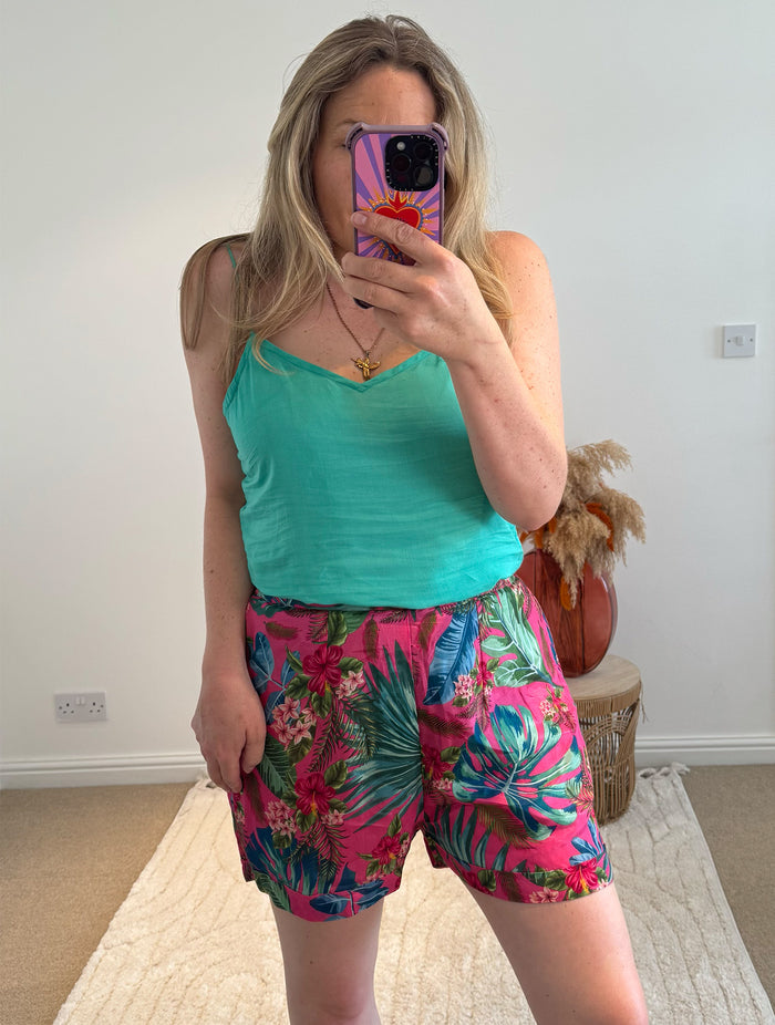 Printed Shorts | Fuchsia Tropical Print