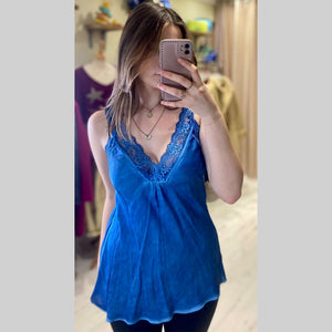 Layla Lace Silky Camisole | Electric Blue