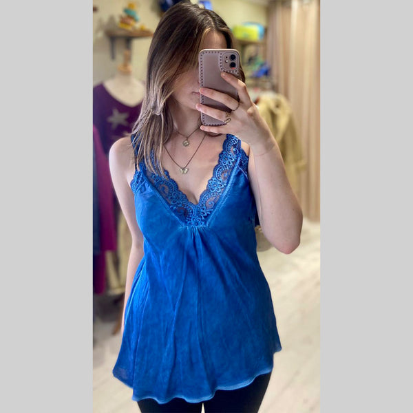 Layla Lace Silky Camisole | Electric Blue
