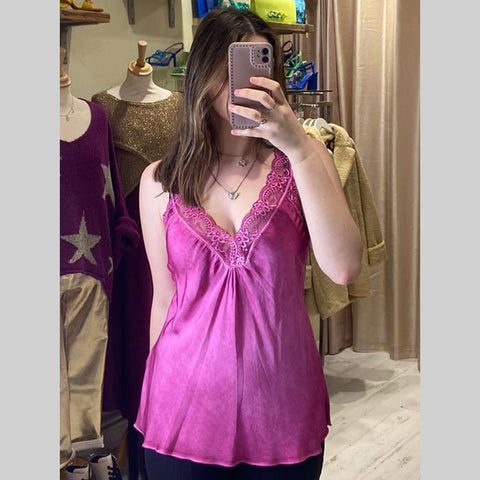 Layla Lace Silky Camisole | Pink