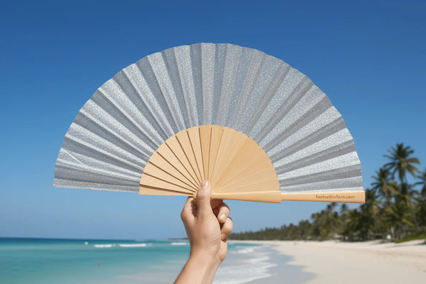 Silver Glitter 23cm Fan