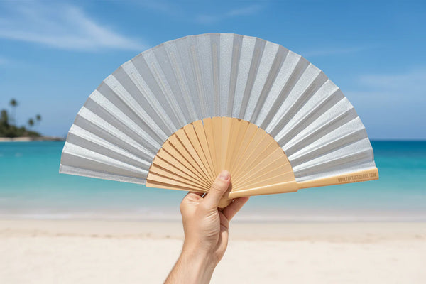 Silver Pearlised Shimmer 23cm Fan
