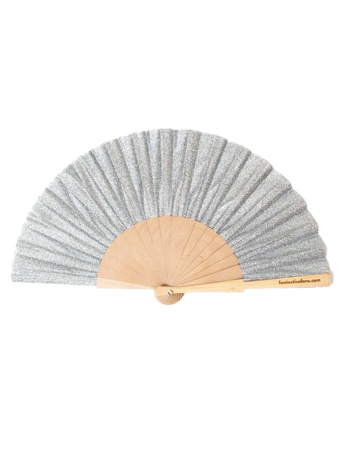 Silver Glitter 23cm Fan