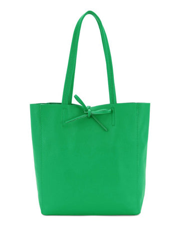 Plain Leather Small Shopper Bag | Green