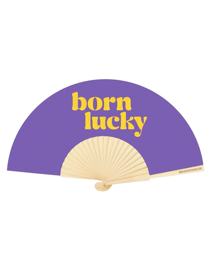Born Lucky Slogan 23cm Fan