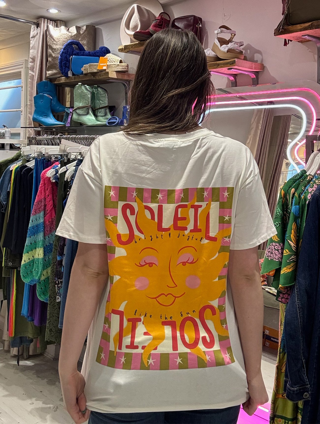 Soleil Retro Graphic Print Tee | White