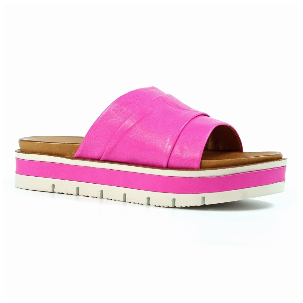 Lunar | Sorrento Leather Slip On Sandal | Fuchsia Pink