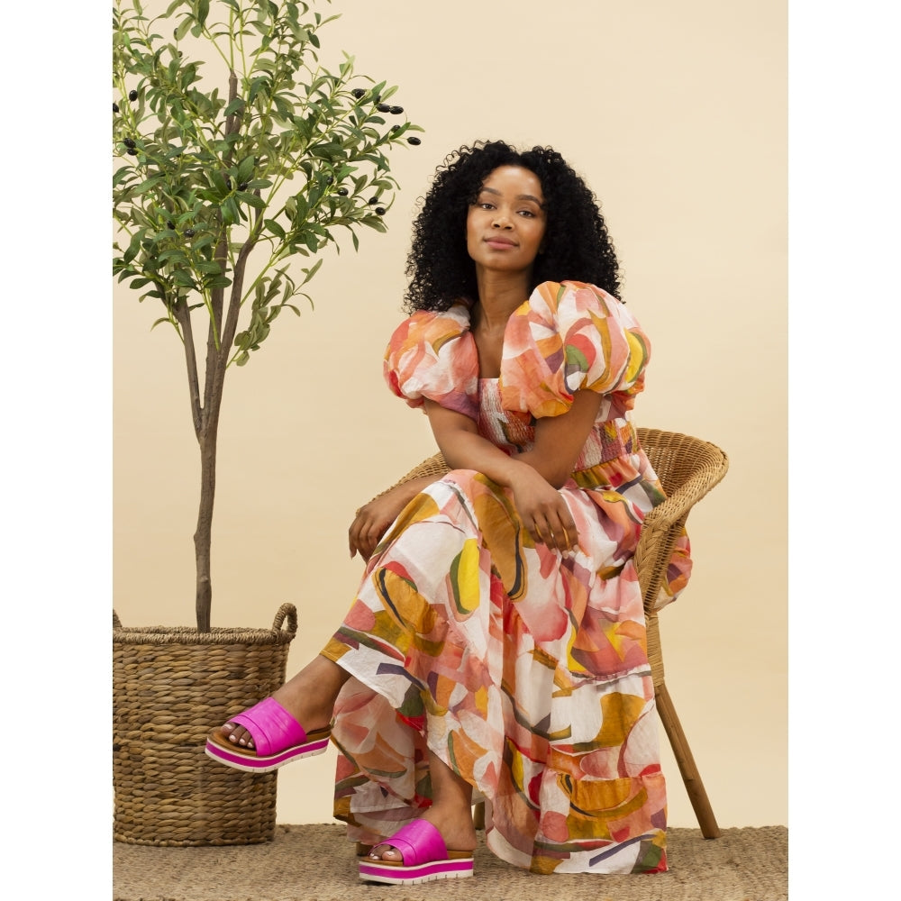 Lunar | Sorrento Leather Slip On Sandal | Fuchsia Pink