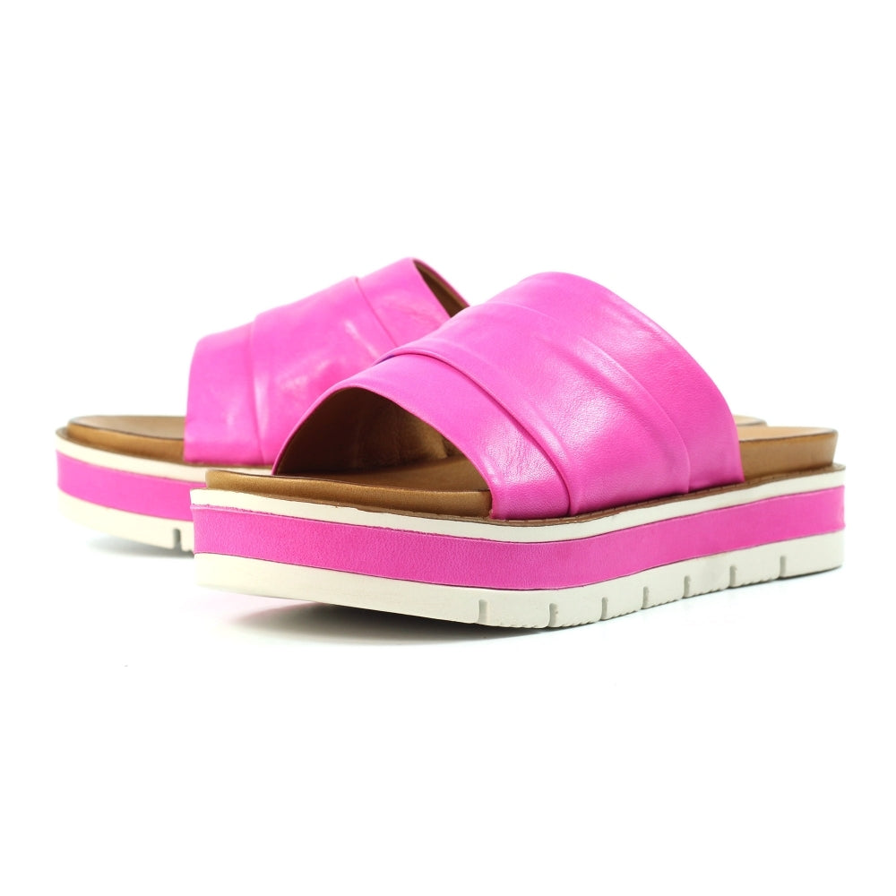 Lunar | Sorrento Leather Slip On Sandal | Fuchsia Pink