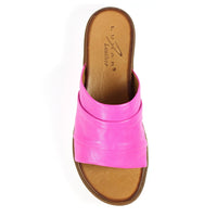 Lunar | Sorrento Leather Slip On Sandal | Fuchsia Pink