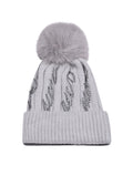 Diamante Detail Bobble Hat | Silver Grey