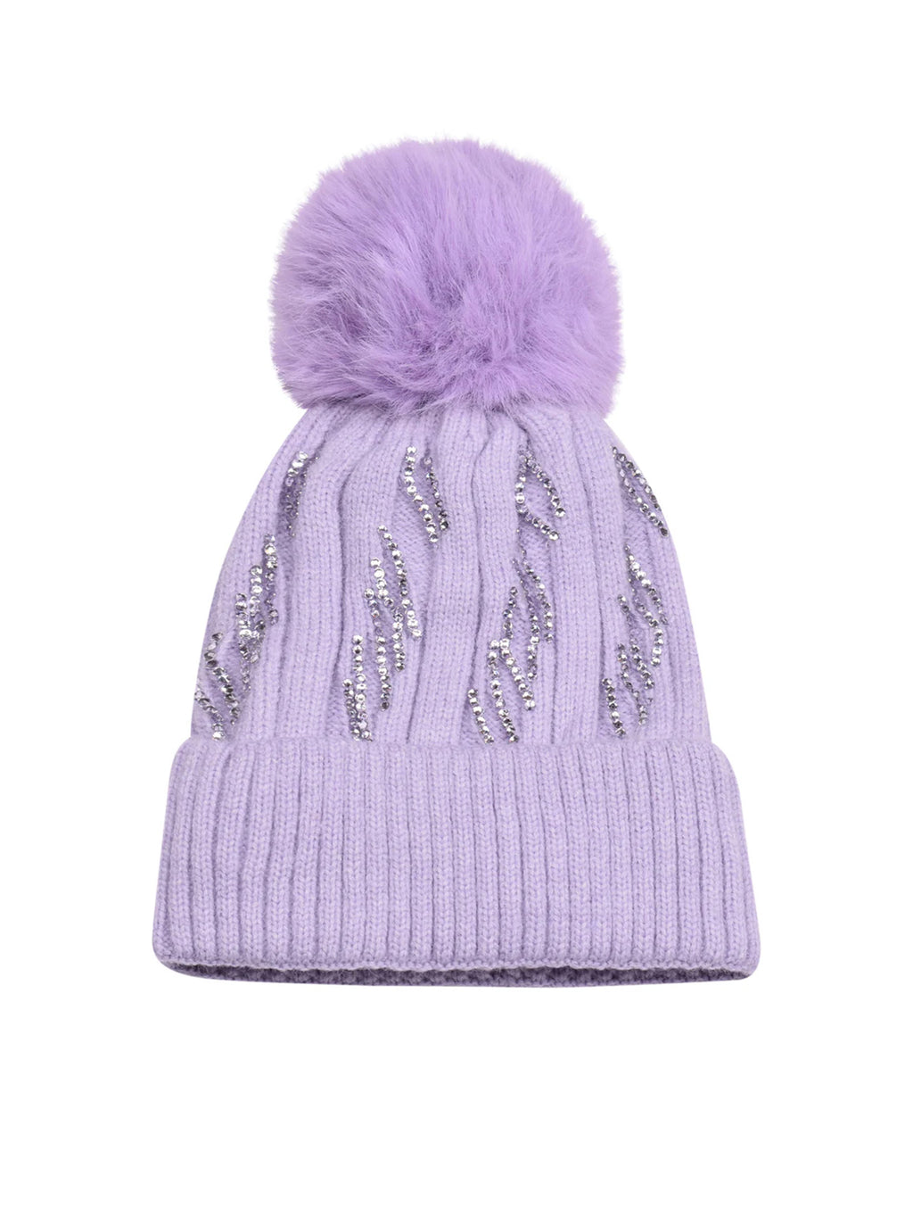 Diamante Detail Bobble Hat | Lilac