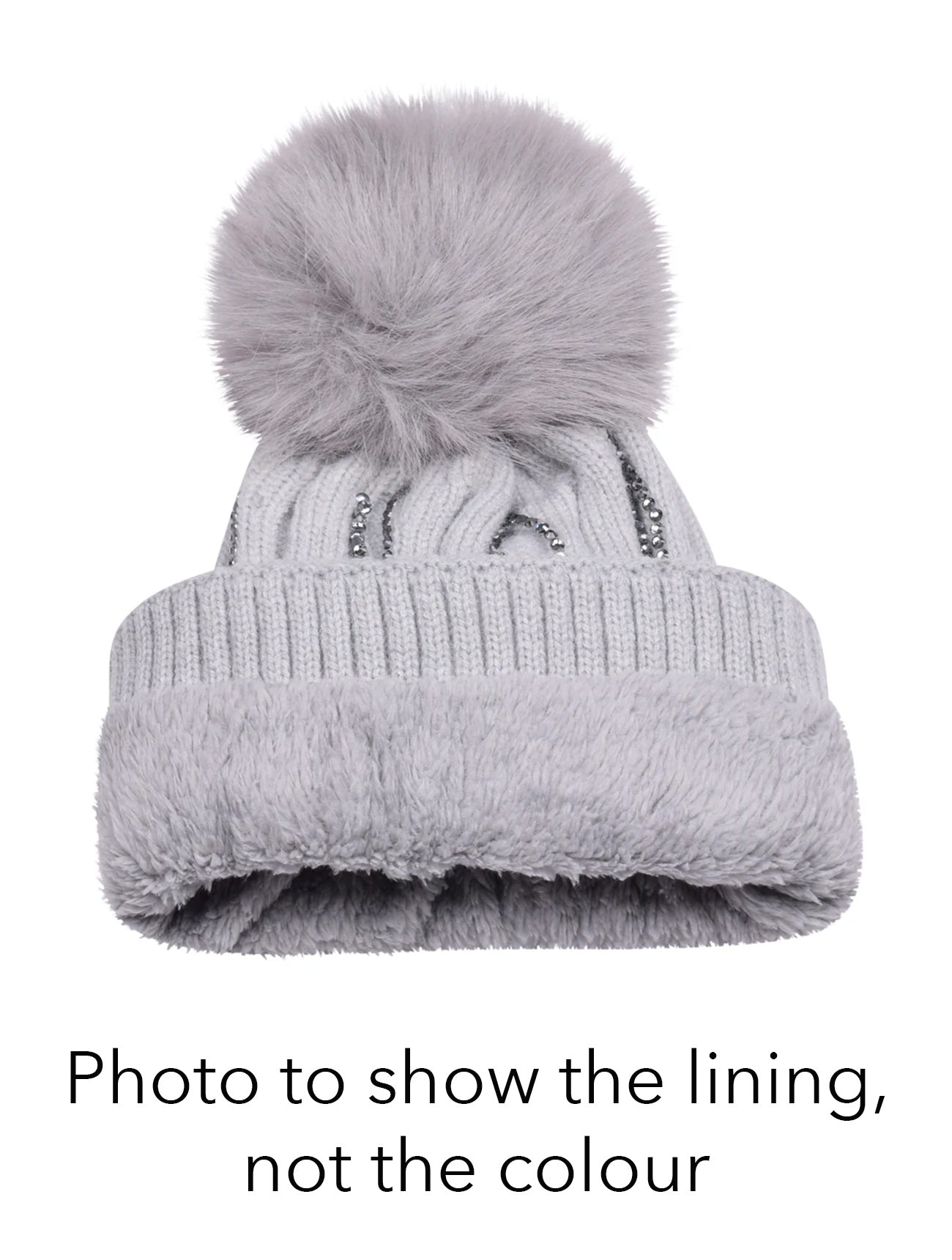 Diamante Detail Bobble Hat | Blush Beige