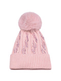 Diamante Detail Bobble Hat | Pale Pink
