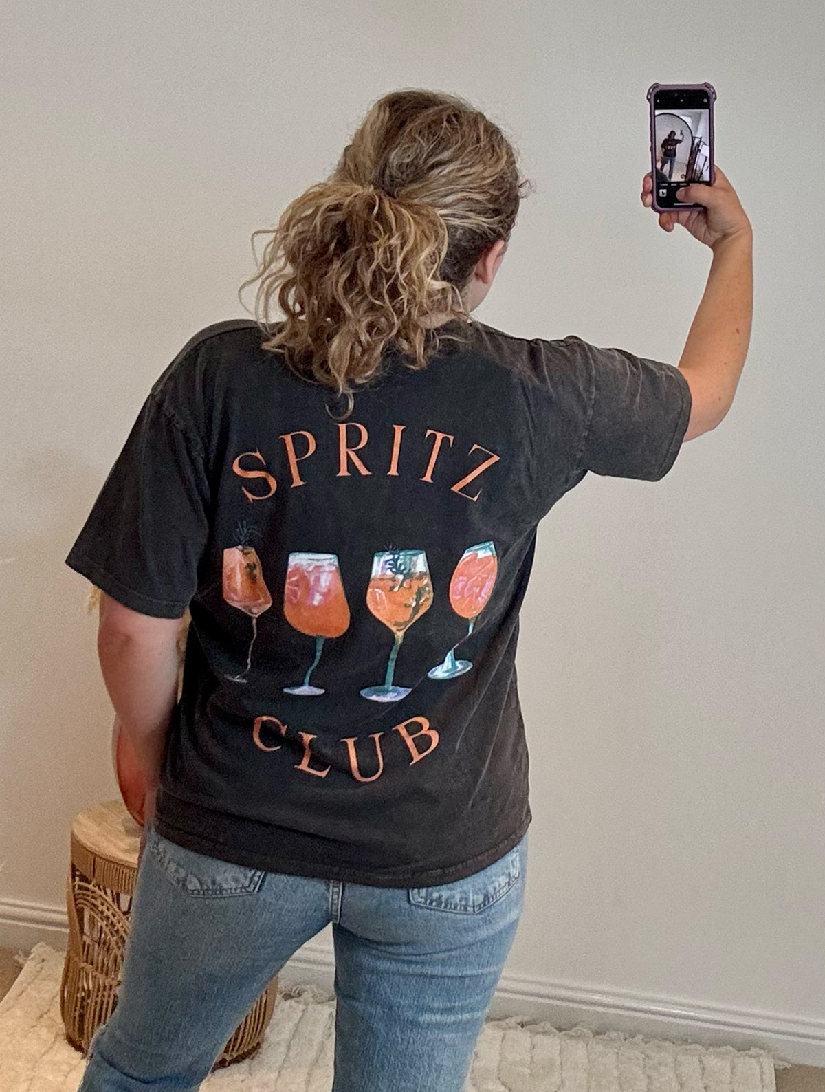 Spritz Club Vintage Wash Graphic Tee | Charcoal Black