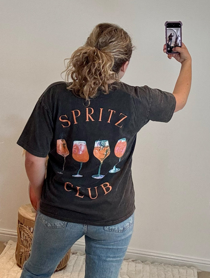 Spritz Club Vintage Wash Graphic Tee | Charcoal Black