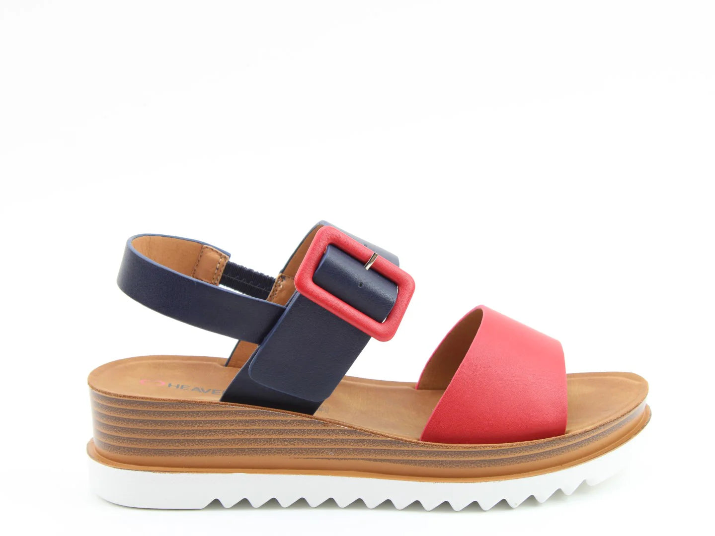 Pistachio Low Wedge Sandal | Navy/Red