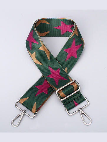 Star Design Bag Strap | Green/Magenta