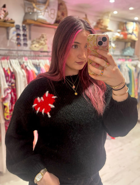 Stitch Heart Jumper | Black