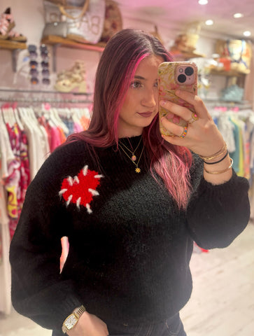 Stitch Heart Jumper | Black