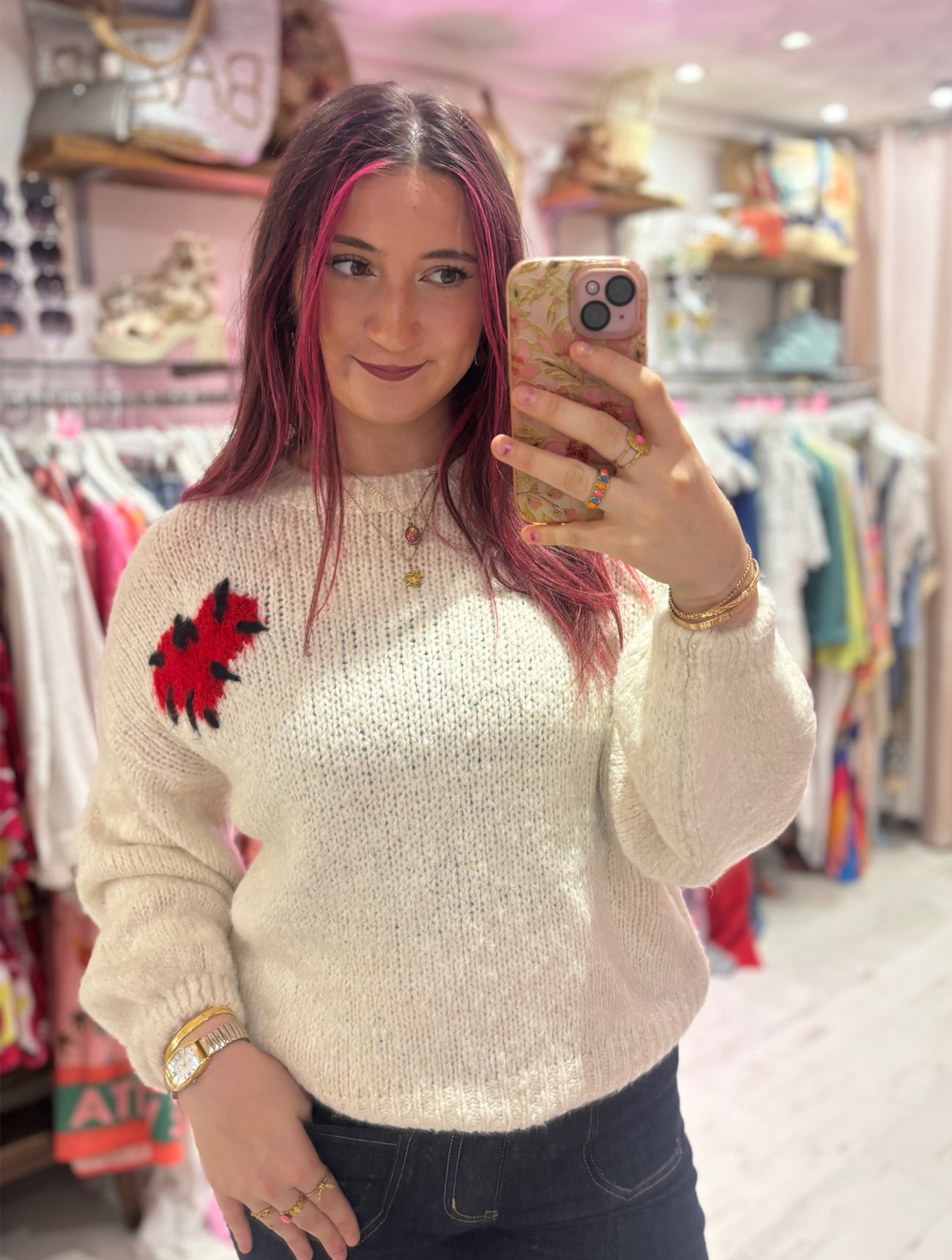 Stitch Heart Jumper | Oatmeal