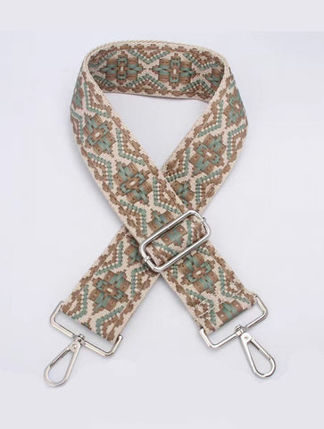 Boho Embroidered Bag Strap | Sage Multi