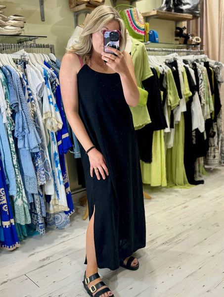 Camille Spaghetti Strap Maxi Dress | Black