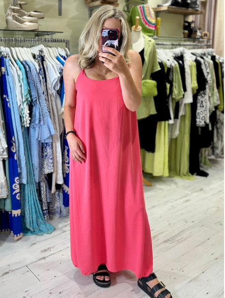 Camille Spaghetti Strap Maxi Dress | Coral