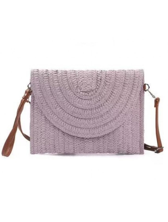 Straw Clutch Bag | Lilac