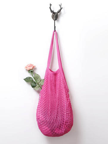 String Shopping Bag (Lined) | Bright Pink