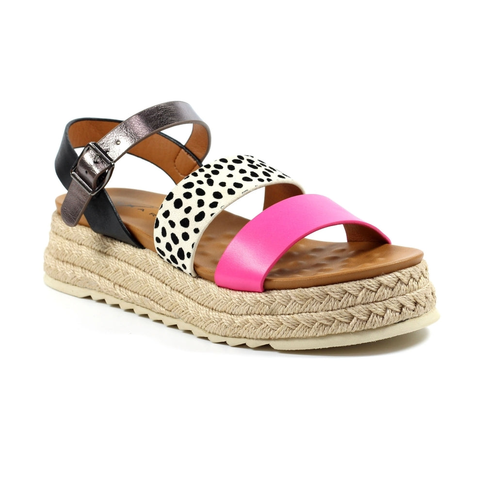 Lunar | Summer Chunky Animal Print Sandal | Fuchsia