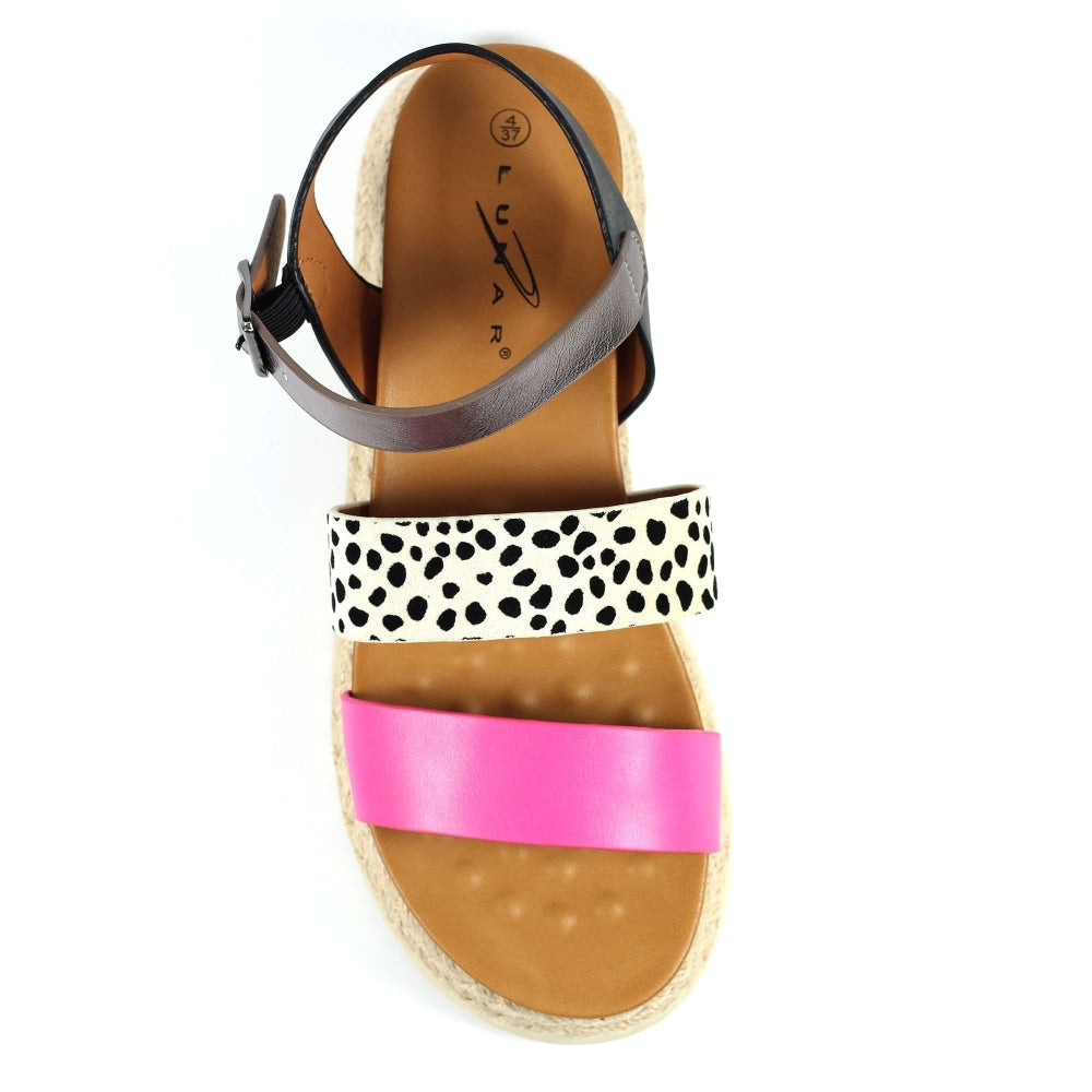 Lunar | Summer Chunky Animal Print Sandal | Fuchsia