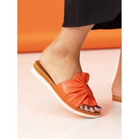 Lunar | Sunshine Leather Slip On Sandal | Orange